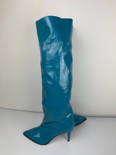 Tamara Mellon Trinity Women's EU 41 Knee High 75 Turquoise Patent Leather NWOB - Picture 3 of 10