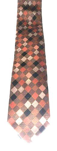 Tie Clotherie Phoenix Silk Italy 56" Length 3" Width Vintage Diamond Earth Tones - Picture 3 of 4