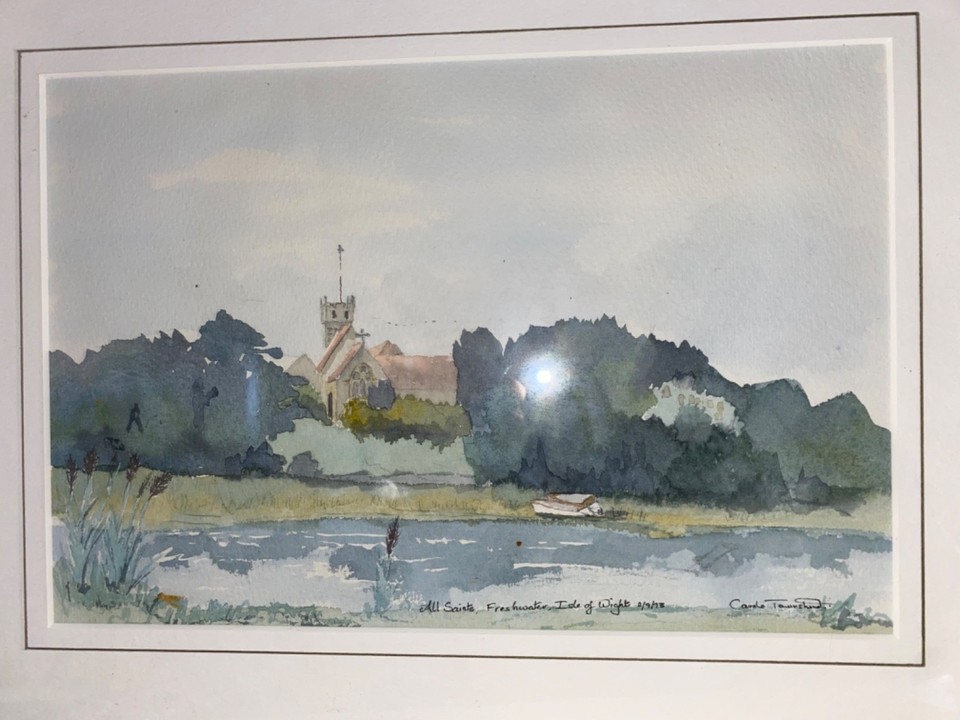 Original Art Signed Framed Painting Watercolour All Saints Church Isle ...