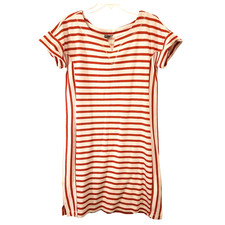 T by Talbots Women's S Red/White Striped Glitter Knit T-Shirt Dress Short Sleeve