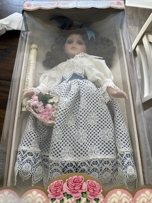 Collectors Choice Genuine Fine Bisque Porcelain Doll Curly Red Hair  NEW