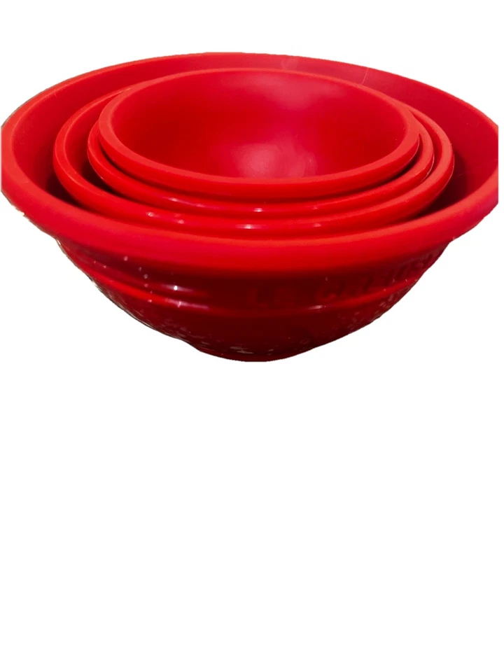 LE CREUSET Tazas Medidoras Silicona Rojo Juego de Cuatro Tazones 1/4 Taza-1 Taza Foto 2 de 4