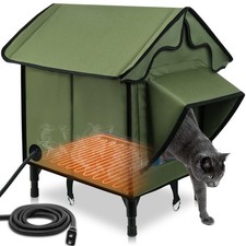 Heated Cat House For Outside, Winter Insulated Cats House With Heated Pad, Water