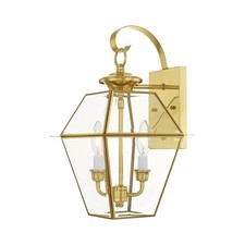Polished Brass Outdoor Wall Lantern Clear Glass