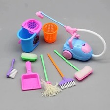 1SET 9pcs Mini Doll Accessories Household Cleaning Tool for 11.5" Dollhouse 1/6