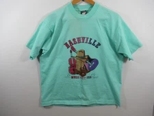 Vintage 80s Nashville Music City T Shirt Adult XL Green Screen Stars Best