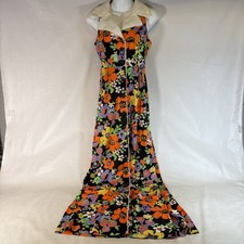 Vtg 1970s Floral Maxi Dress W/Collar 70s Mod Boho -Size Small-Read Measurements 