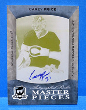 CAREY PRICE, 2007-08 The Cup,  Ultimate Printing Plate,  ROOKIE AUTO 1/1, #Y-158