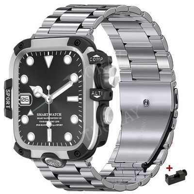 For Apple Watch Ultra 1 2 3 49mm 11 10 9 8 Stainless Steel Watch Band Metal Case