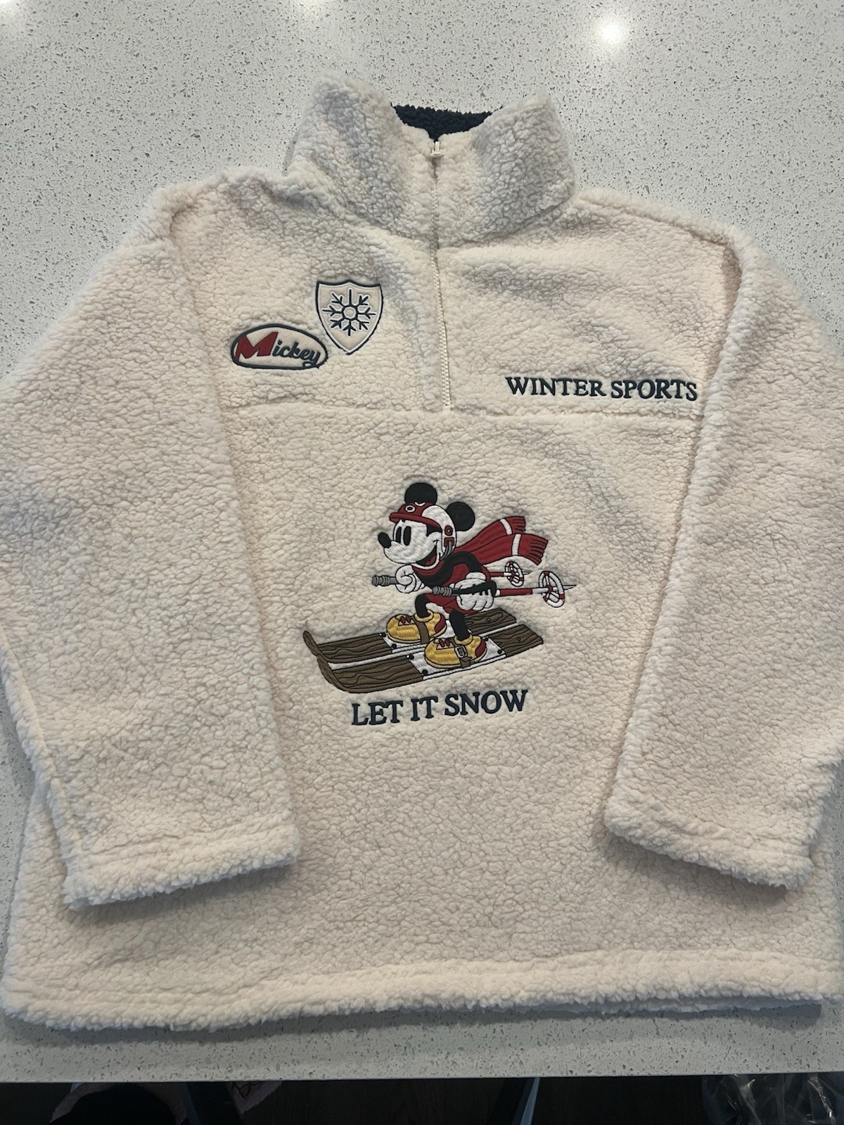 Mickey Mouse Disney Cream Pullover Sherpa XL Women's
