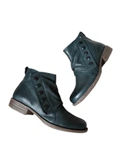 Miz Mooz Lulu Ankle Boots Ruched Leather US 9 EU 39 Ocean Blue