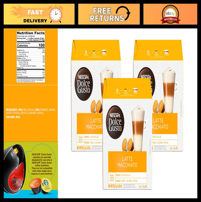 Dolce Gusto Nescafe Coffee Pods, Latte Macchiato, 16 Count, Pack of 3