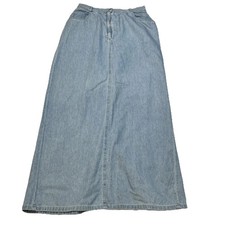 Vintage Denim Pencil Skirt Slit Blue Midi/Maxi Small 90s Modest Cottage Granny