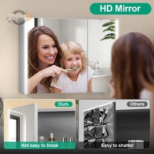 Medicine Cabinet Wall Mounted LED Lighted Mirror Cabinet Storage Shelves