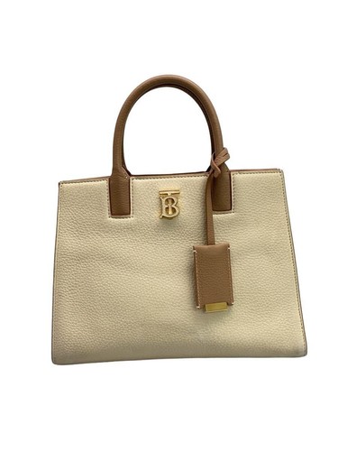 BURBERRY Handbag Leather WHT Plain Used