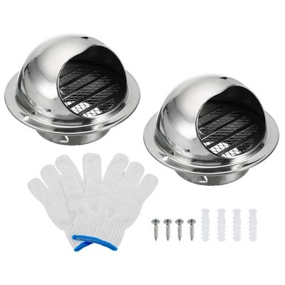 2Set 3'' Round Soffit Air Vents Stainless Steel Louver Grille Cover Screen Grill