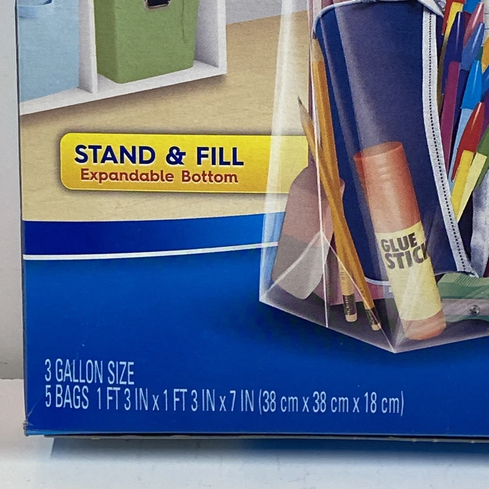 LOTE x2 BOLSAS GRANDES ZIPLOC tamaño 3 galones soporte y relleno 5 grandes SC Johnson 15x15x7 pulgadas Foto 4 de 4