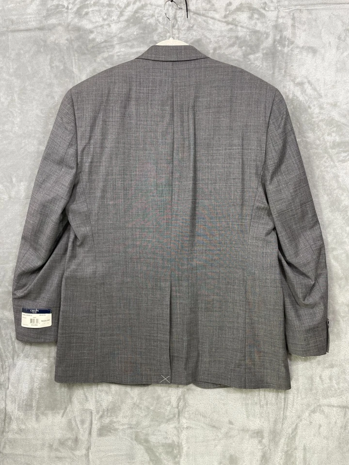 NEW Chaps Men's Size 44 Long Blazer Sport Suit Coat  Grey 2 Button 100% Wool NWT - Image 4 of 4