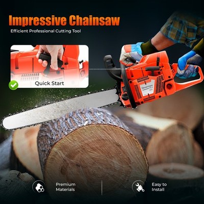71CC 28'' Gasoline Chainsaw Cordless Power Chain Saw Wood Cutting 2-Stroke Engine