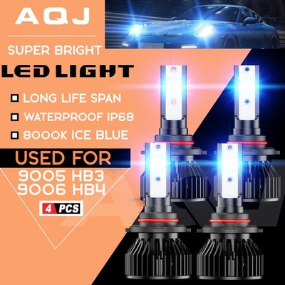 9005+9006 LED Headlights Kit Bulbs Hi/Lo Beam'Ice Blue For Pontiac Vibe 2009