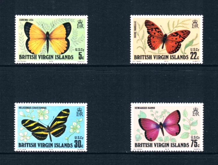 $4.75 Scott Value - 1978 英属维尔京群岛 VIRGIN ISL 蝴蝶 加勒比海 CV 全新全新 NH UMM — 第 3/4 张图片