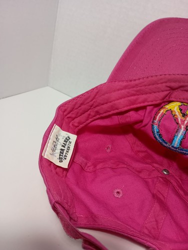 Outer Banks North Carolina Peace Hat Pink Adjustable Strap Back Cap Canvas OBX - Picture 7 of 8
