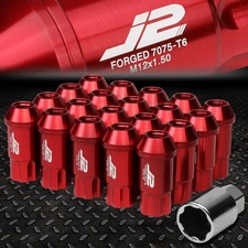 J2 Engineering 7075 Aluminum M12x1.5 20pcs 50mm Open End Lug Nut Set Wkey Red J2 Engineering 7075 Aluminum M12x1.5 20pcs 50mm Open End Lug Nut Set Wkey Red