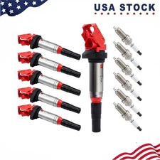 6 Ignition Coil and Spark Plugs Pack for BMW 128i 325i 328i 528i UF592 X5 X3 X6