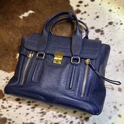 PHILLIP LIM 3.1 Medium Blue Leather PASHLI Satchel Crossbody Shoulder Bag 