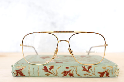 Vintage Aviator Eyeglass Frames 1980s By Girard France gold  display picture 2