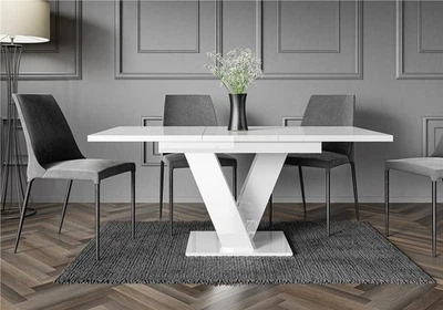 IMPACT FURNITURE Extendable Dining Table Small White Gloss Table 6 8 Seater Modern Dining Masy
