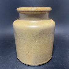 Antigua olla francesa de mostaza de gres marrón esmaltado con tapa de corcho