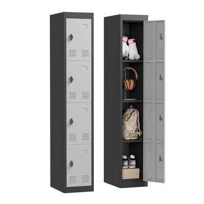 4 Doors Tall Single Metal Locker, Metal Lockers for Employees with Keys, 72'' ...