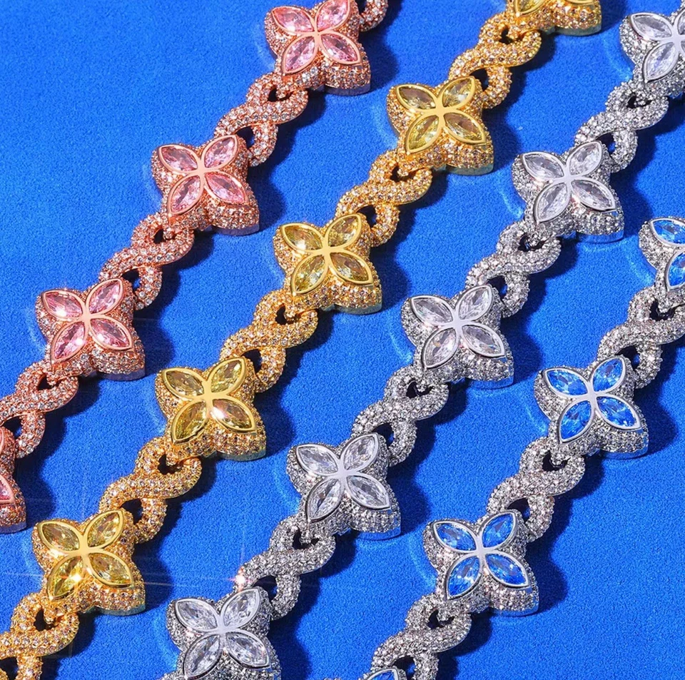 Pulsera Trébol 4 Hojas Oro | Oro Rosa | Plata | Azul | Pulsera Rosa (Solo 1) Foto 2 de 4