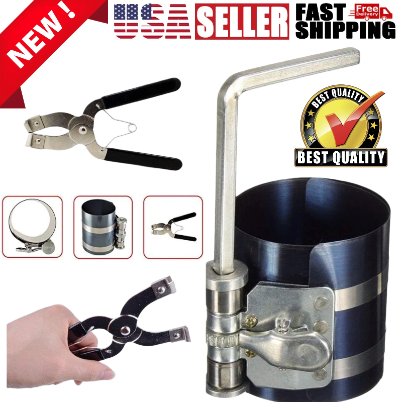 ⭐Piston Ring Compressor Professional Piston Install Tool with Wrench and Pliers+