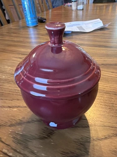 Burgundy Small Jar with Lid Fiesta Ware Made In USA Excellent Condition