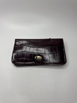 Vintage Maroon Red Eel Skin Etienne Aigner Wallet Exotic Style Gold Embellish