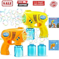2 Bubble Guns with 2 Refill Solution 10 oz Total, Bubbles Maker, Blower for K...