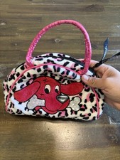 Vintage Clifford The Big Red Dog Pink Leopard Plush Mini Purse Douglass Toys Y2K