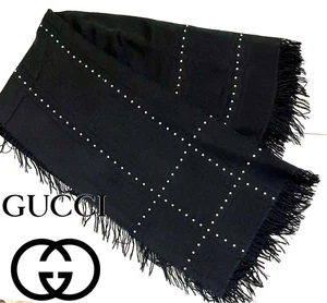 Grand châle clous étole noir Gucci motif Gg logo
