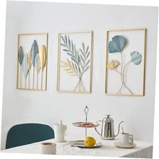  Gold Leaf Wall Decor Modern Wall Art Home Decor, Set of Gold Wall Art Set of 3