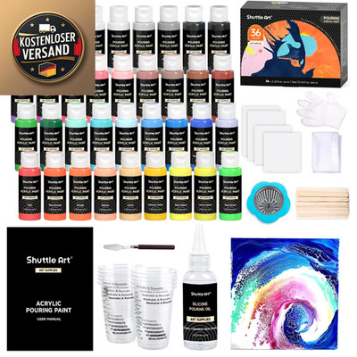 Shuttle Art Acrylfarben Set 36 Flaschen 60 ml mit Öl und Ut