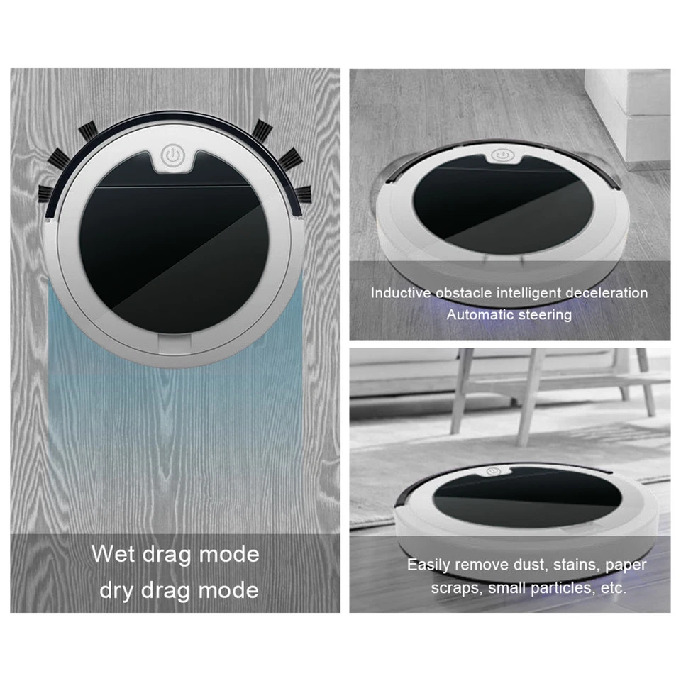White Sweeping Robot USB Rechargeable Strong Suction Auto Obstacle Avoidance Qui - Bild 3 von 4