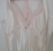 Linea Donatella Mrs Ivory Pink Satin Lace Robe Gown Set Size S Wedding