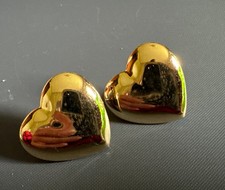 Vintage Estate Large 80s 90s Puff Heart Stud ...