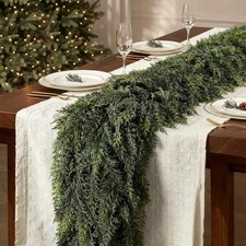 2PCS 6FT Christmas Cedar Garland, Real Touch Soft Greenery Mantel 6FT, Green