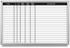 Lunch and Break In/Out Magnetic Dry Erase Whiteboard 36" x 24" to 60" x 40"