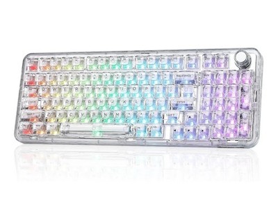 YUNZII X98 QMK/VIA Wireless Mechanical Gaming Keyboard with Knob,Tri-Mode - Snow