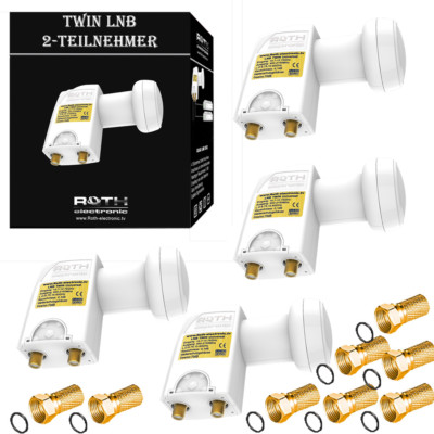 4x LNB Twin vergoldet High Gain Full HD 3D 4K und Ultra HD 8x F-Stecker 0,1dB
