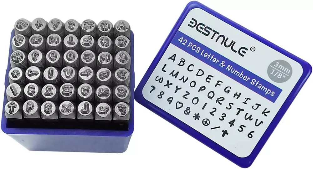 42PCS Metal Stamping Kit, Number and Letter Stamp Set (A-Z, 0-9 And&,Love Symbol